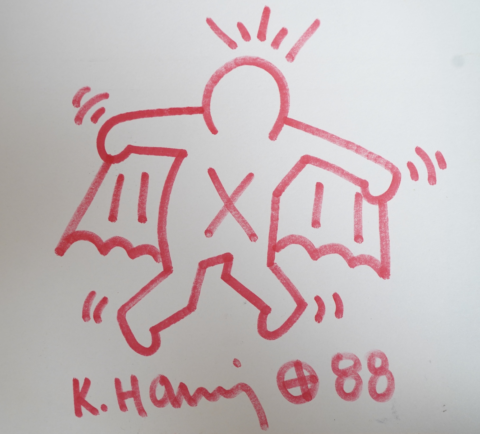 After Keith Haring (American, 1958-1990), Study of a winged figure, Pop Art style felt pen on paper, unframed, 22 x 24cm